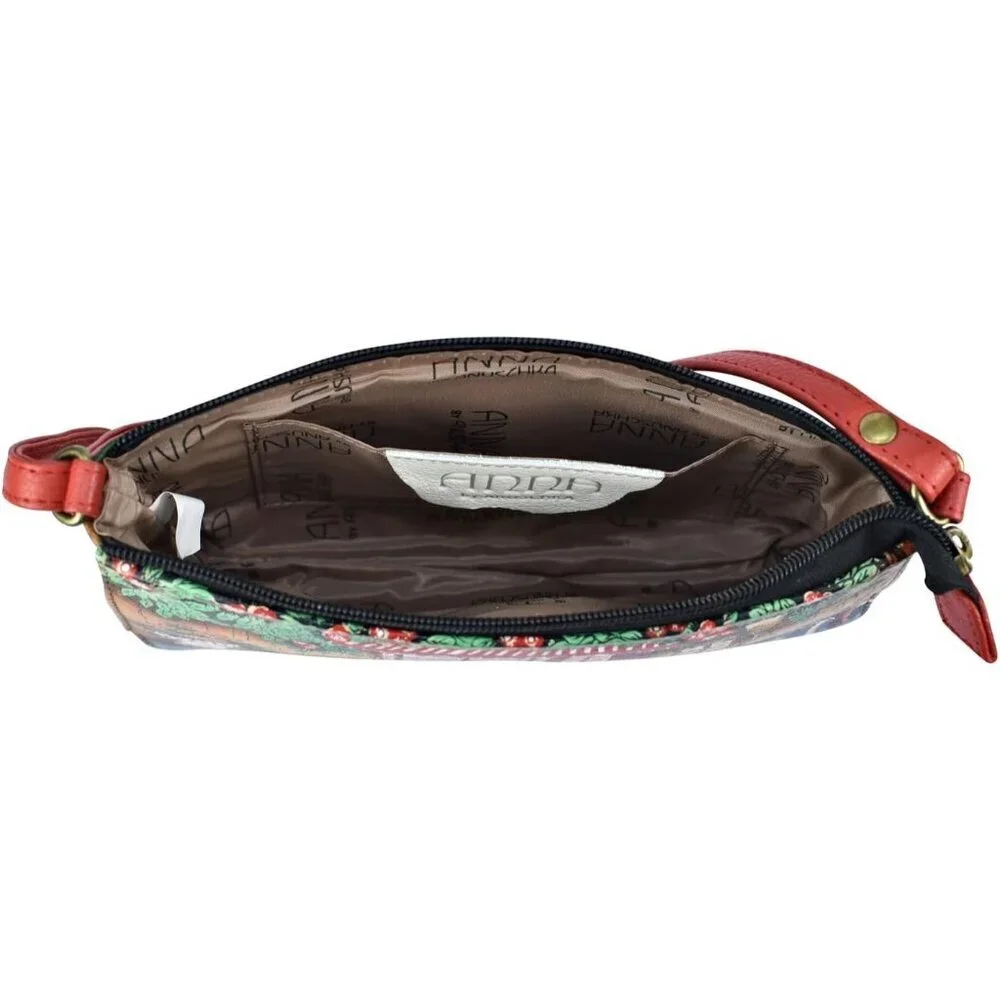 Leather Crossbody Bag Hand-Painted Vintage Style Womens Organizer